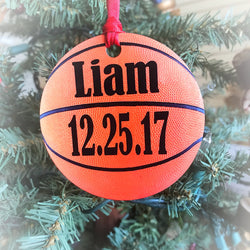 Personalized Basketball Ornaments, Christmas Tree Ornaments, Soccer ball Ornaments, Sports Ornament, Basketball decorations, Tree Decor - JCS Designs